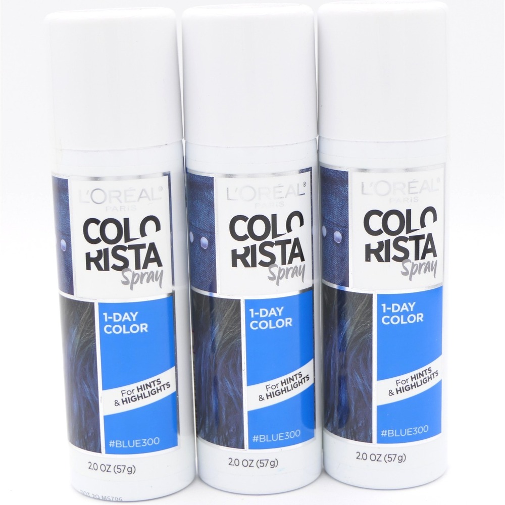 L'Oreal Colorista Spray 1-Day Color For Hints & Highlights #Blue300 3 Pack